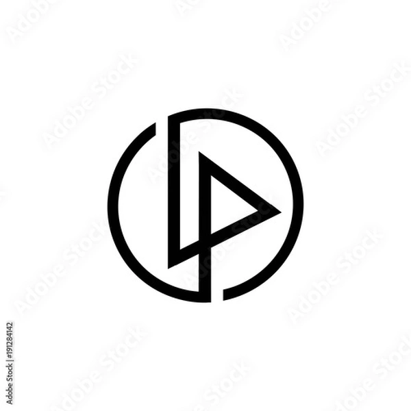 Fototapeta art of letter lp in a circle logo vector