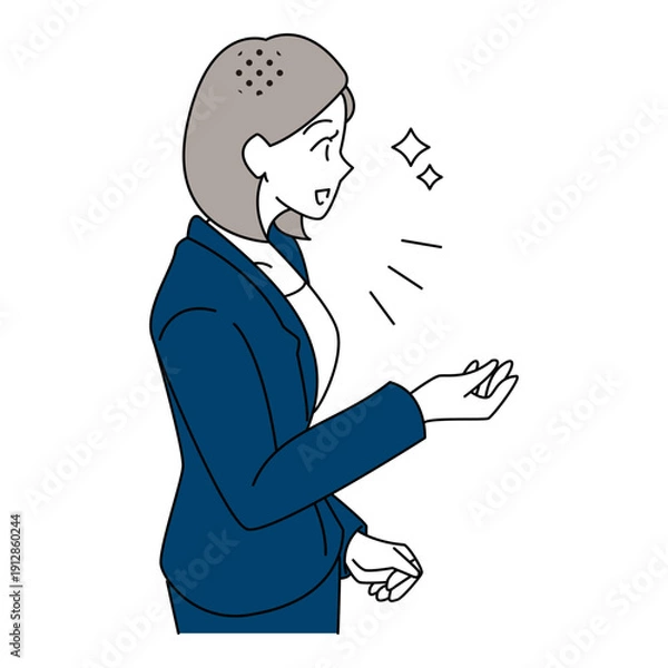 Obraz 説明するビジネスウーマン横向きイラスト