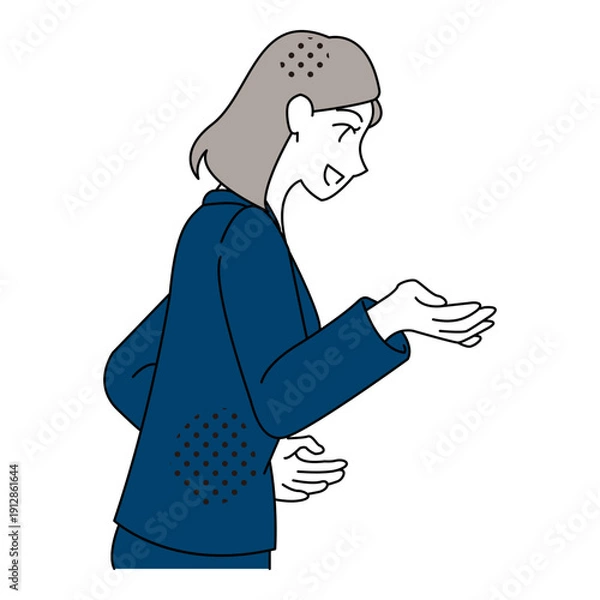 Obraz 話しながら説明するビジネスウーマン横向きイラスト