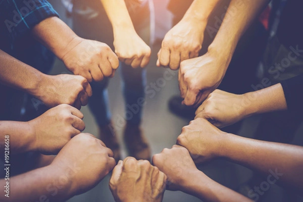 Obraz Business of people joining their hands. Teamwork concept.