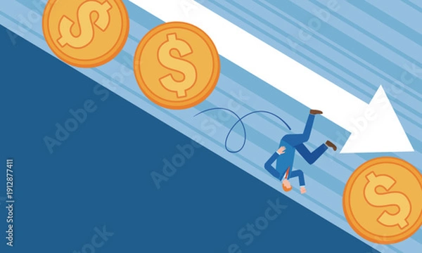 Obraz 米ドルと転がり落ちる男性