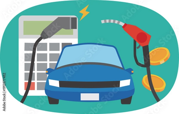 Obraz 自動車と電気とガソリンの費用