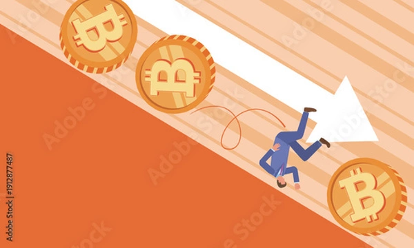 Obraz ビットコインと転がり落ちる男性
