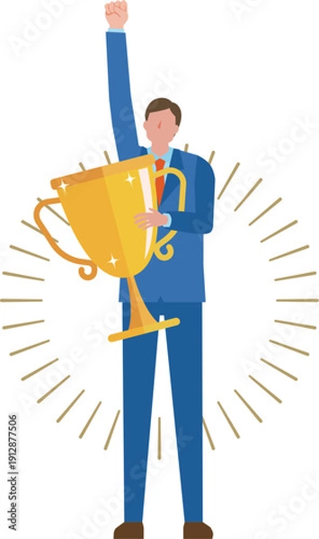Obraz トロフィーを持つビジネスマン