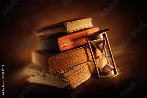 Obraz libri antichi con clessidra