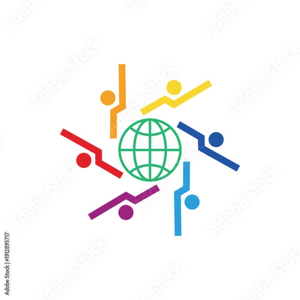 Obraz global community logo icon vector illustration