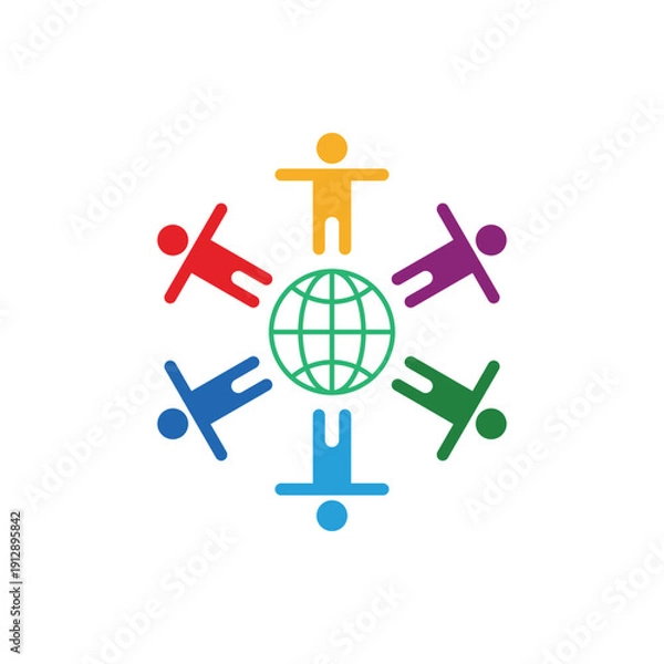 Obraz global community logo icon vector illustration