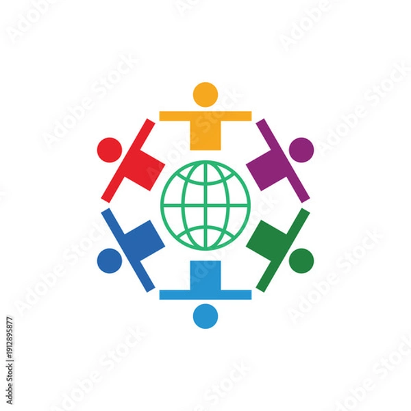Obraz global community logo icon vector illustration