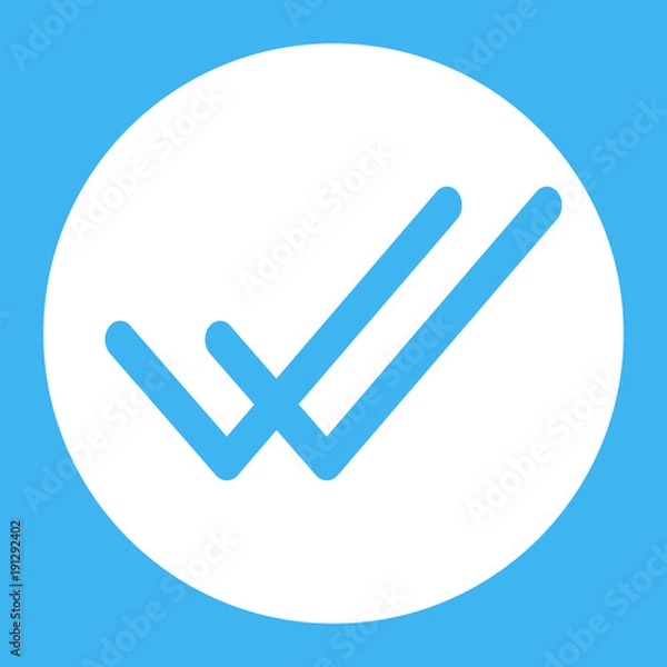 Obraz WhatsApp delivered message icon, two blue check sign vector, mobile application user interface element