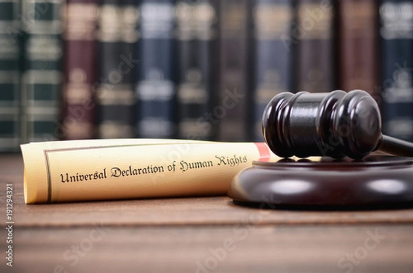 Fototapeta Judge Gavel and Universal Declaration of Human Rights.