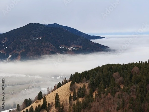 Obraz fog over the mountains