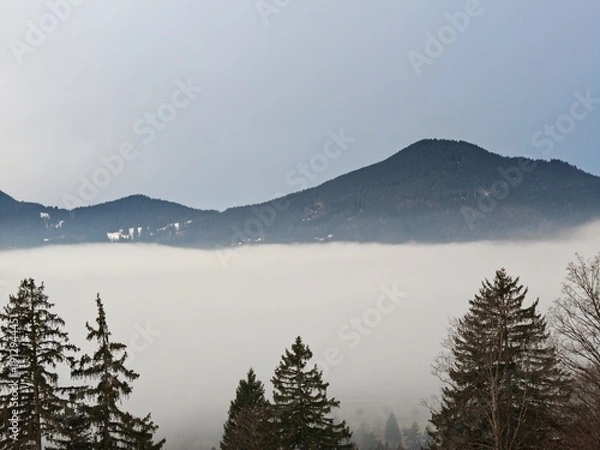 Obraz fog over the mountains