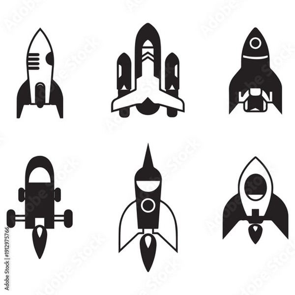 Obraz Rocket Icon Set Simple Vector
