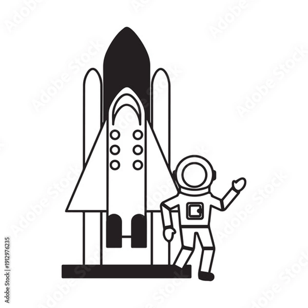 Obraz Astronaut Rocket Character Illustration Set