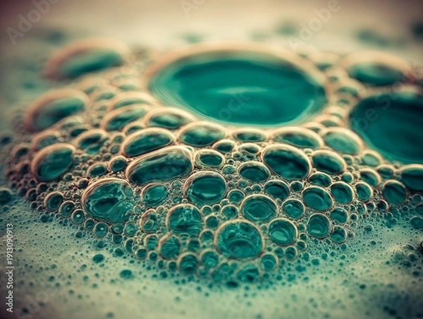 Obraz Bubbles creating a clear, refreshing texture on a light blue background