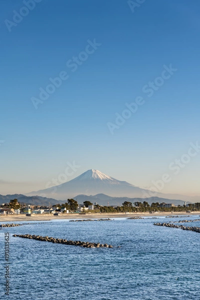 Obraz 静岡県静岡市にある石部海岸から望む富士山と駿河湾の絶景
