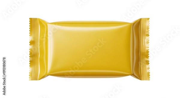 Obraz Golden rectangular candy wrapper mockup with open ends isolated on transparent background