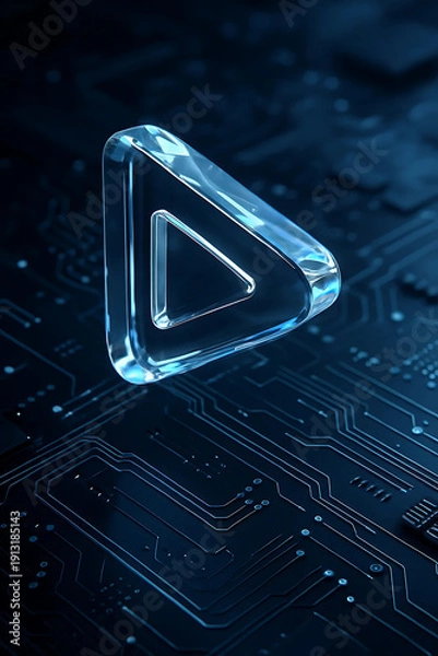 Obraz Glowing Graphic Play Button Icon Theme for Modern Multimedia Interfaces and Interactive Digital Platforms