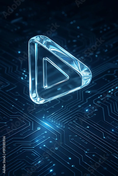 Obraz Glowing Graphic Play Button Icon Theme for Modern Multimedia Interfaces and Interactive Digital Platforms