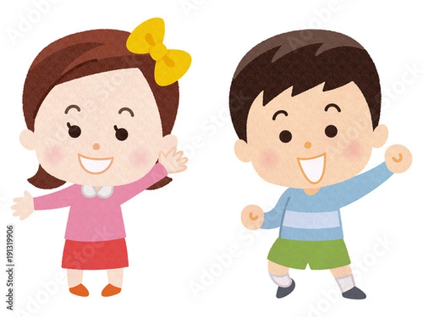 Fototapeta 笑顔の男の子と女の子