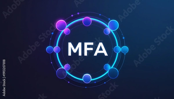 Obraz Multi-Factor Authentication (MFA) and Multi-Level Security Implementation Depicting Advanced Identity Verification, Access Control, Data Protection, and Cybersecurity Strategies
