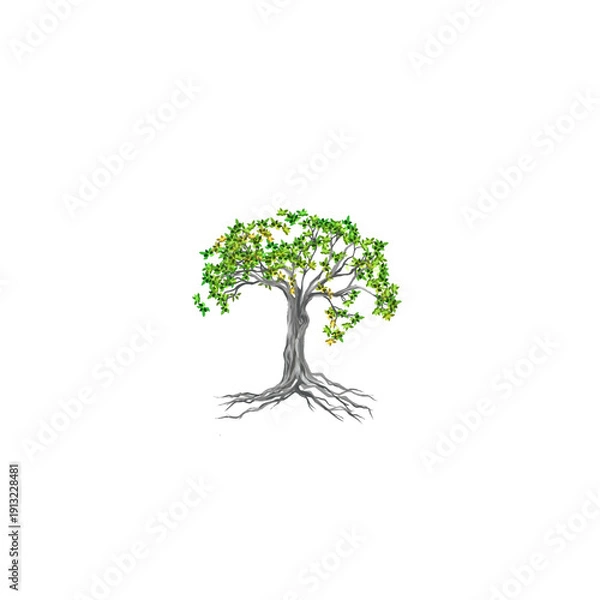 Obraz bonsai tree with roots without background