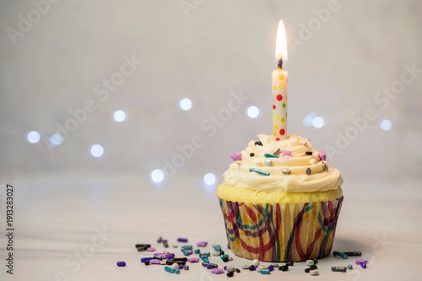 Obraz birthday cupcake with candle
