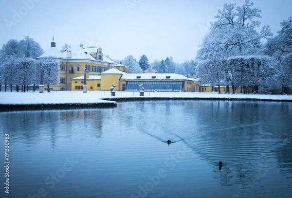 Obraz Schloss Hellbrunn im Winter, Salzburg