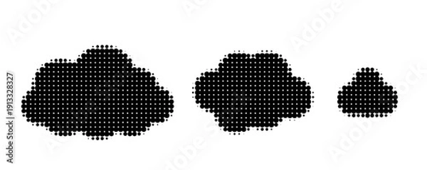 Fototapeta Dot halftone clouds pattern, gradient smoke