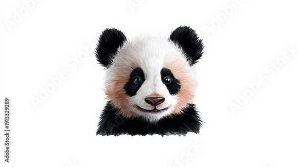 Obraz Panda Bear Portrait Isolated on White Background