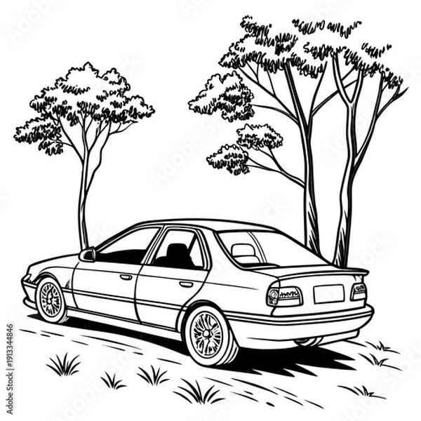 Obraz Car and Small Trees 1