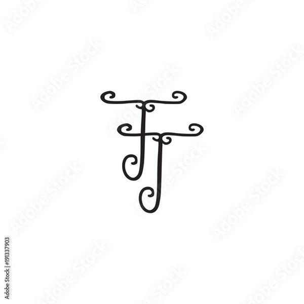 Fototapeta Handwritten monogram TT icon
