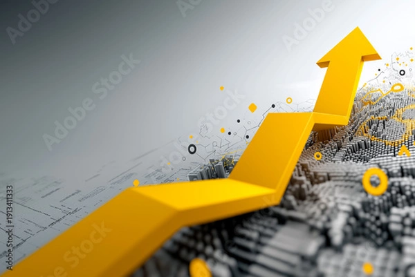 Obraz 収益拡大・成長率アップのコンセプト　シンプルな上昇矢印