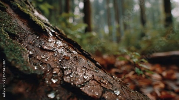 Fototapeta Tree Bark After Rain