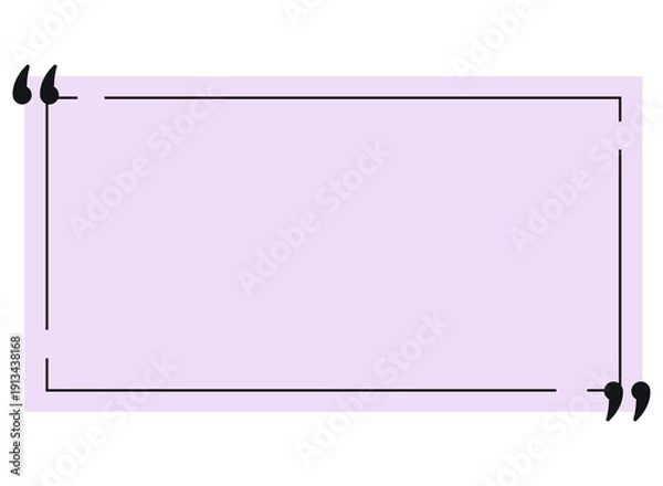 Obraz Quote box frame, geometric shape label, speech quotation marks flat design illustration