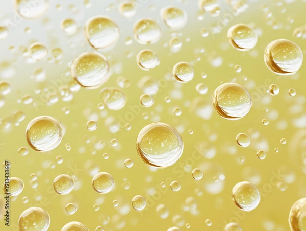 Obraz 黄色背景に広がる炭酸の泡 テクスチャ素材