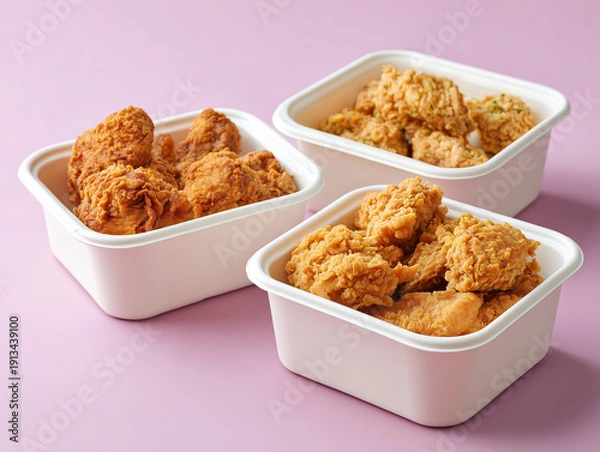 Obraz テイクアウト用ボックスに入った黄金色のフライドチキン
