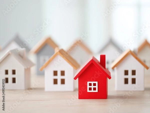 Obraz 住まい選びや購入を表す赤い家のアイデア