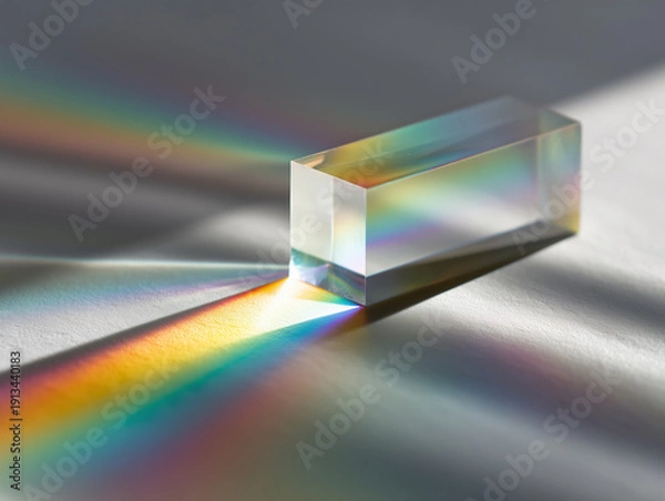 Obraz ガラスプリズムによる光の分散と虹色スペクトル
