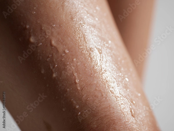 Obraz 水滴がついた肌のクローズアップ 美容と保湿のイメージ