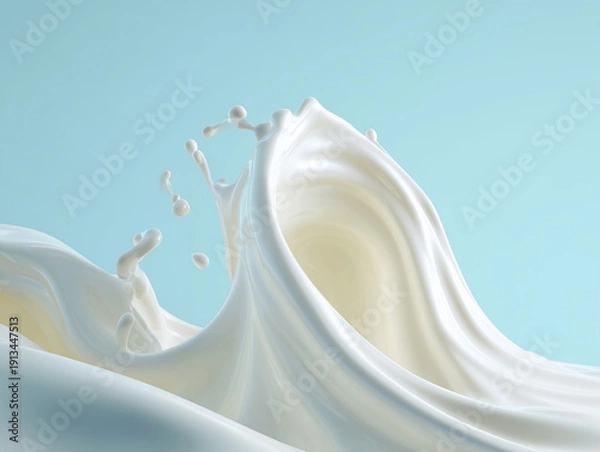 Obraz 青背景に広がる白いミルクのスプラッシュ