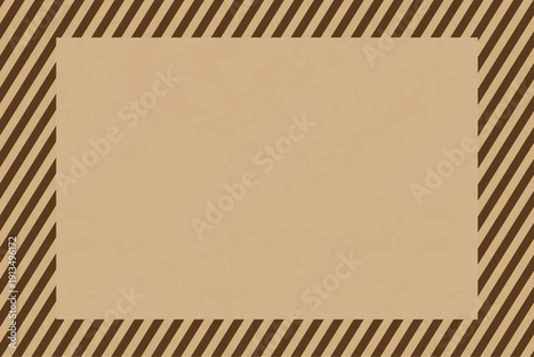 Obraz クラフト紙のような質感の茶色い斜めストライプのフレーム背景素材、中央にコピースペース