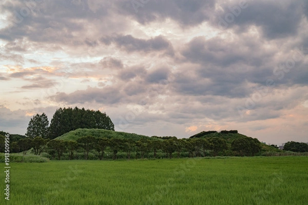 Obraz 埼玉　夕暮れの稲荷山古墳（埼玉古墳群）