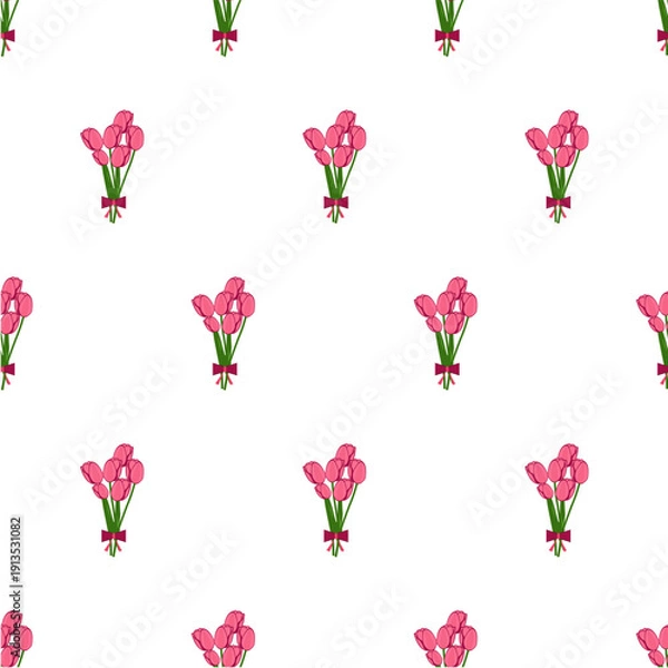 Obraz seamless pattern with pink tulips