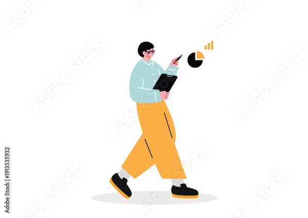 Obraz データを調査するビジネスマン