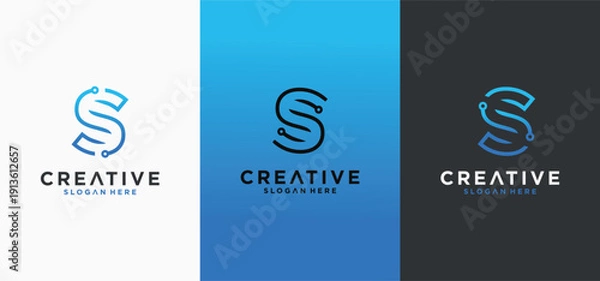 Obraz S-Tech Innovation, Modern Technology Lettermark Logo Concept.