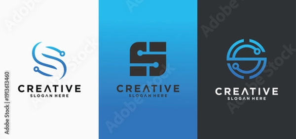 Obraz S-Tech Innovation, Modern Technology Lettermark Logo Concept.
