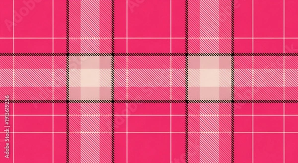 Obraz ビビッドピンクのチェック柄パターン背景（ポップで可愛いタータンデザイン）
