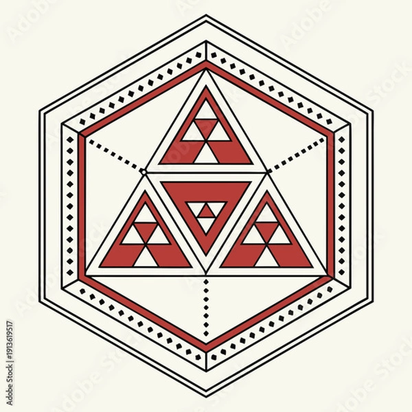 Obraz Hexagonal Badge with Internal Triangular Tessellation