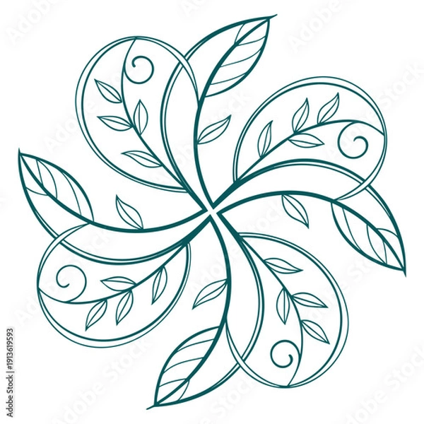 Obraz Organic Symmetry Logo with Curved Leaf Elements